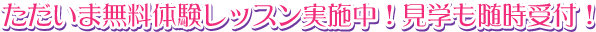 ただいま無料体験レッスン実施中!見学も随時受付!